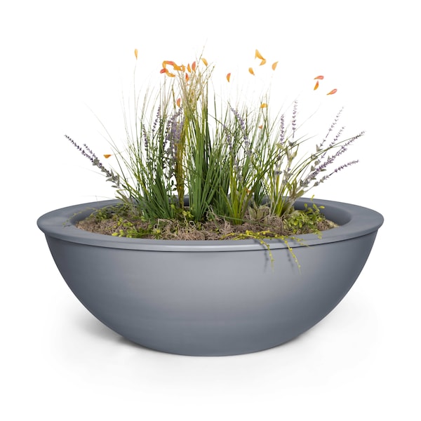 The Outdoor Plus 48 Round Sedona Planter Bowl - Powder Coated Metal - Gray - OPT-48RPCPO-GRY - main
